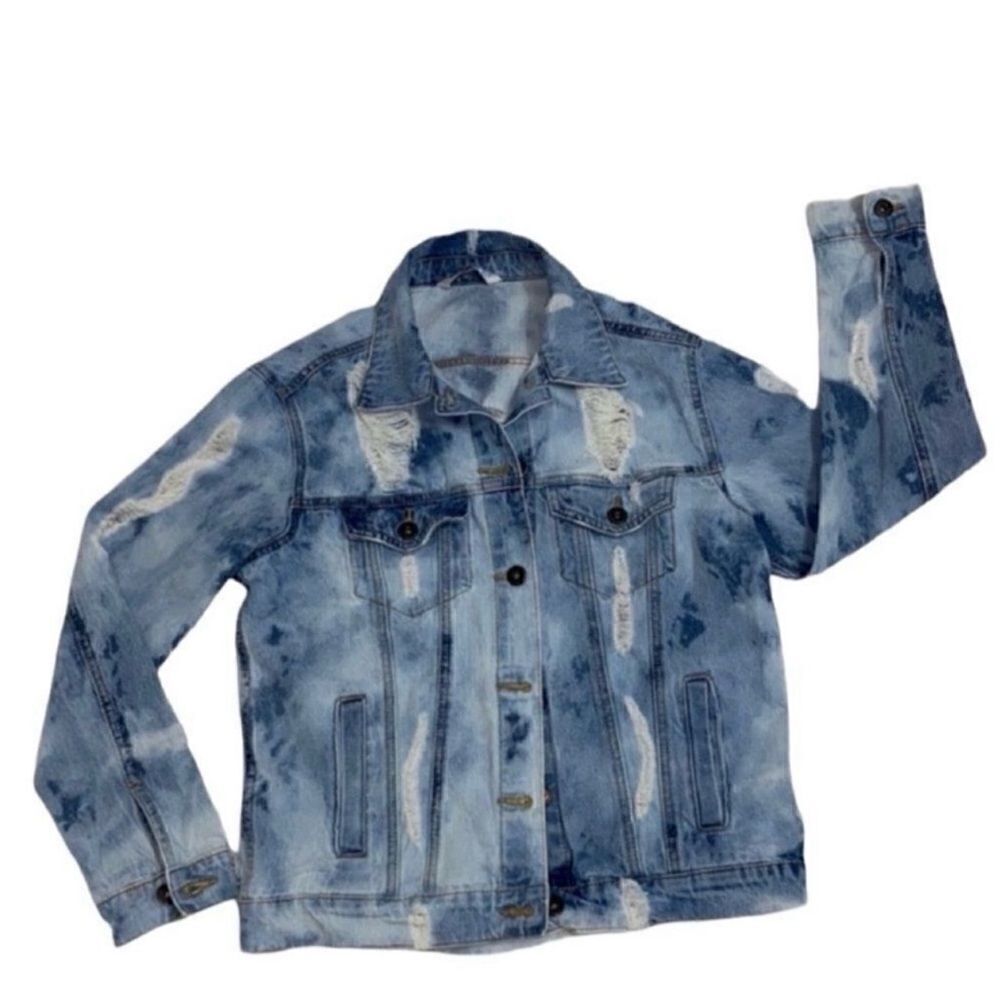 Highway Distressed Blue Jeans Jacket(Size Small) - Picture 3 of 5